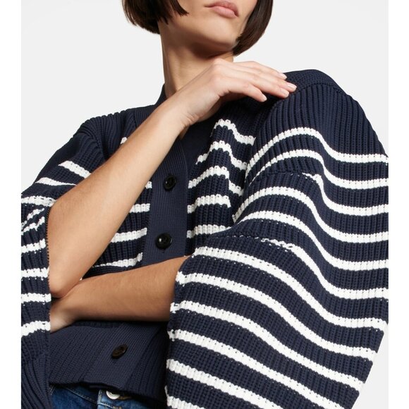 Sacai Horizontal Stripe Knit Cardigan in Navy, size Small - Picture 12 of 13